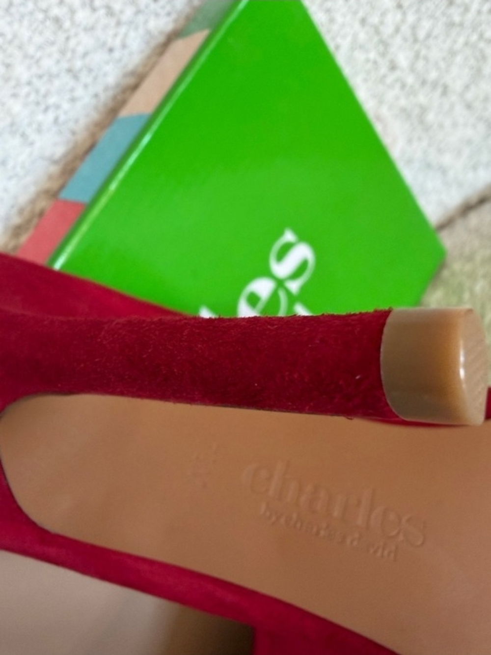 Charles By Charles David Cherry Red Suede Stiletto Pumps, Sz 11M - Picture 4 of 6